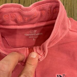Vineyard Vines Coral Polo Quarter Zip *Kids* faded red color soft wash